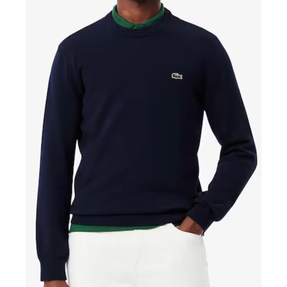 Lacoste Men's Long Sleeve Crew Neck Sweater Baobab/Navy 2XL - Picture 1 of 2